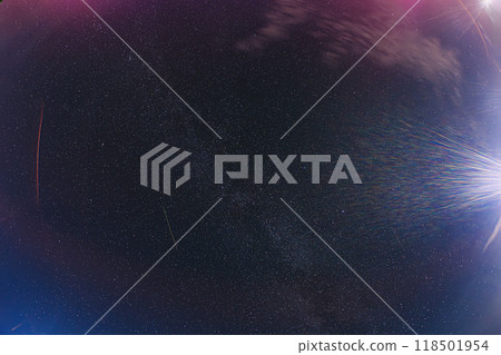 Night Sky Stars With Milky Way Galaxy. Night View Of Natural Glowing Stars Of Milky Way. Amazing Night View Bold Stars Time Lapse. Natural Glowing Stars And Satellites Trails 118501954