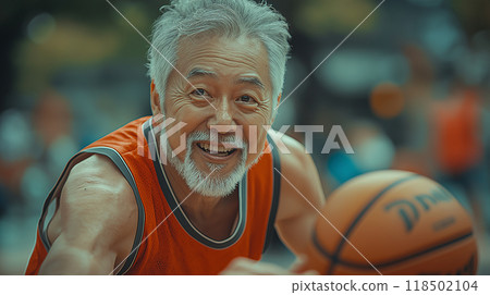 Grandfather playing basketball Grandfather playing basketball 118502104