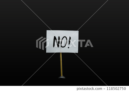 Concept of protest, rally, demonstration. Posters with words  "NO!". Protesting against something. 118502750