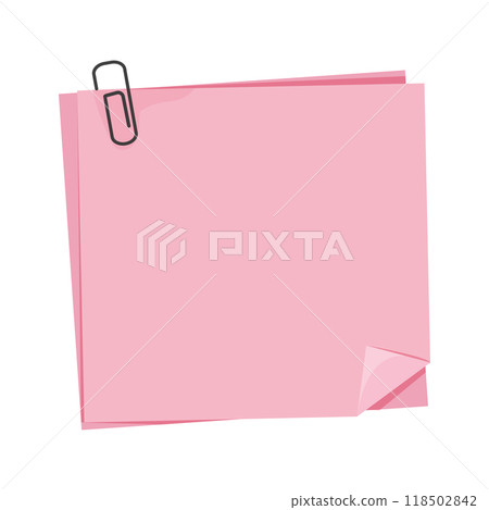 Memo note, paper for note with clip, postit. Planner notebook page. Idea list. Post note sticker. Quote frame, reminder. 118502842