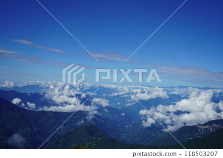 Blue sky Background with White Cloud from Sikkim Silk Route Blue sky Background with White Cloud from Sikkim Silk Route 118503207