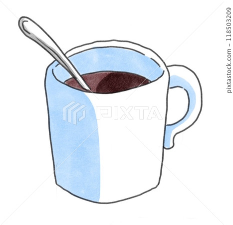 水彩風格的熱咖啡插圖 118503209