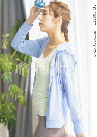 Portrait of a young woman who started an online yoga salon 118503432