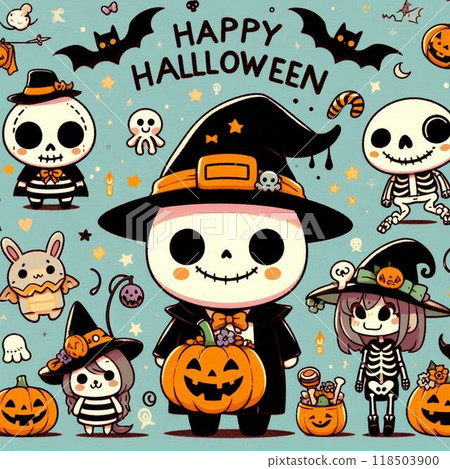 Cute Halloween illustration for Halloween background Cute Halloween illustration for Halloween background 118503900