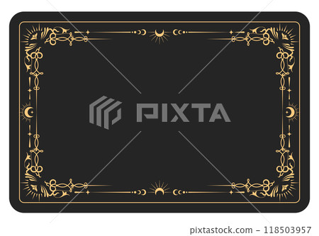 Mystic ornamental frame border, tarot cards style frame, esoteric banner with magic pattern, vector 118503957