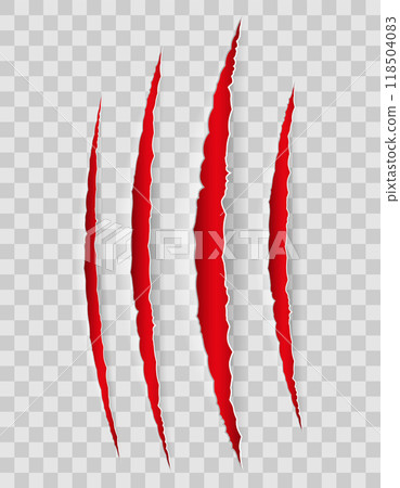 trace of scratches with claws until blood vector illustration 118504083