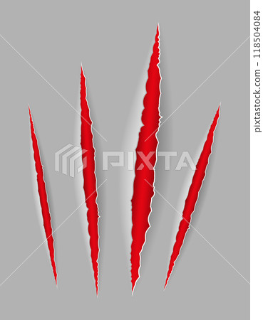 trace of scratches with claws until blood vector illustration 118504084