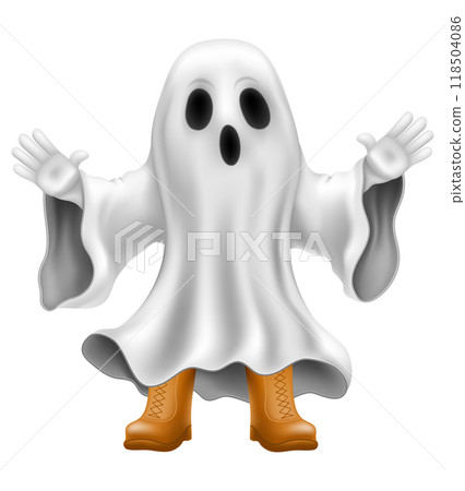 scary ghost at halloween party with scary face vector illustration scary ghost at halloween party with scary face vector illustration 118504086