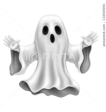 scary ghost at halloween party with scary face vector illustration 118504091