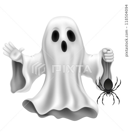 scary ghost at halloween party with scary face vector illustration scary ghost at halloween party with scary face vector illustration 118504094