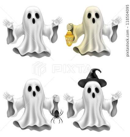 scary ghost at halloween party with scary face vector illustration scary ghost at halloween party with scary face vector illustration 118504095