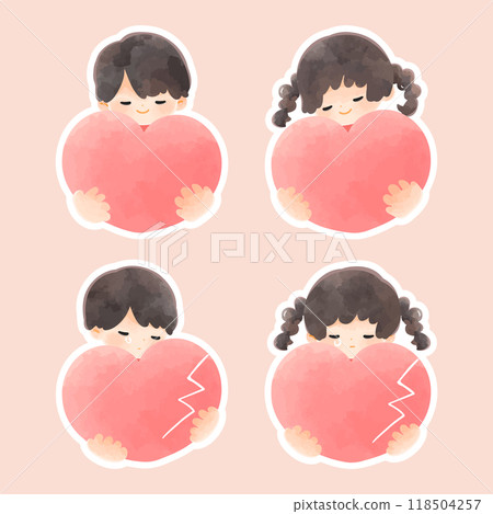 兒童臉部表情插圖集與心 118504257