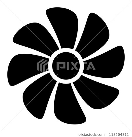 fan silhouette shape, air conditioner and ventilation icon symbol, black and white vector illustration fan silhouette shape, air conditioner and ventilation icon symbol, black and white vector illustration 118504811