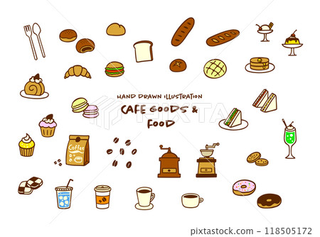 Color illustration material of various miscellaneous goods and food Color illustration material of various miscellaneous goods and food 118505172