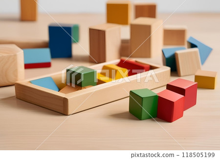 Colorful wooden toy for learning.AI Generated 118505199