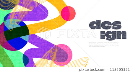 Creative and Colorful Cover or Banner Design Template with Modern and Minimal Style for Identity, Branding, Advertising or Promotion. Abstract Layout Design with Vibrant Concept 118505331