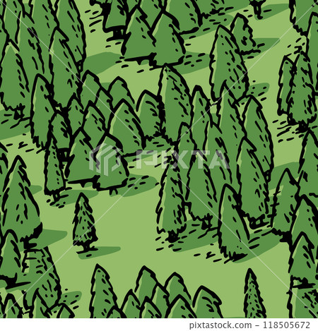 Seamless pattern. Forest top view. Map view from above. 118505672