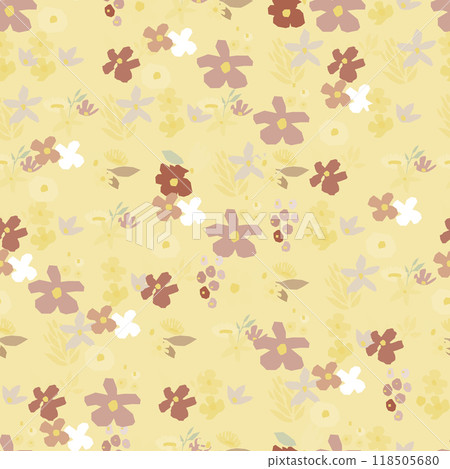A seamless floral pattern featuring blooms and leaves A seamless floral pattern featuring blooms and leaves 118505680