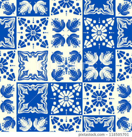 The blue and white seamless pattern The blue and white seamless pattern 118505701