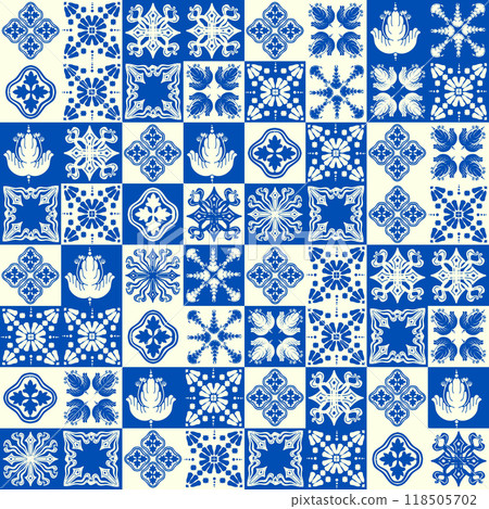 The blue and white seamless pattern The blue and white seamless pattern 118505702
