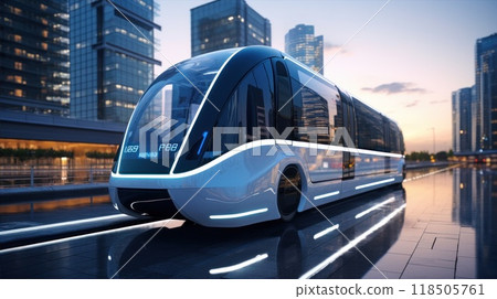 Futuristic Electric Train Featuring a Sleek Design Enhanced with LED Accents for Style 118505761