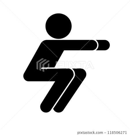 蹲下剪影 蹲下剪影 118506271