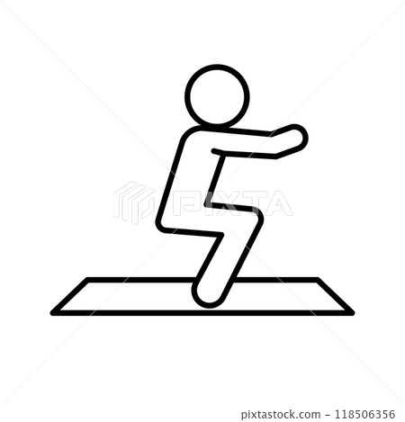 Icon of a person doing squats on a training mat Icon of a person doing squats on a training mat 118506356