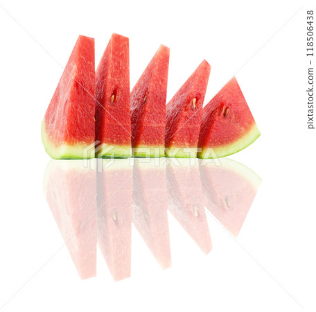 Watermelon slices isolated on white background 118506438