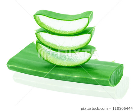aloe vera fresh leaf isolated on white background 118506444