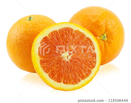 Orange fruit isolated on white background 118506449