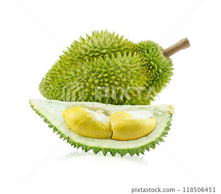 King of fruits, durian isolated on white background King of fruits, durian isolated on white background 118506451