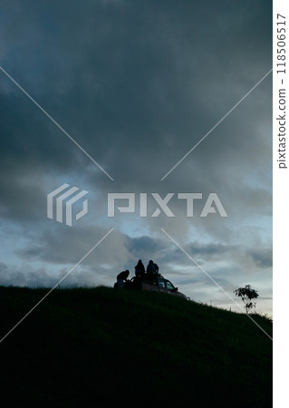 Silhouette of the person on the high mountain Silhouette of the person on the high mountain 118506517
