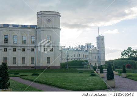 view of the towers of the Grand Gatchina Palace from the park 118506548