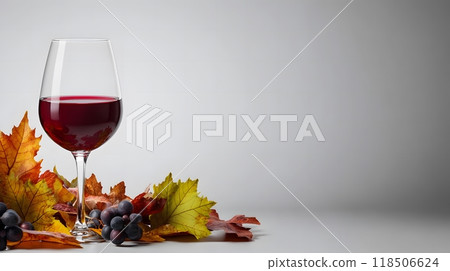 Banner with a glass of wine, winery, grapes Banner with a glass of wine, winery, grapes 118506624