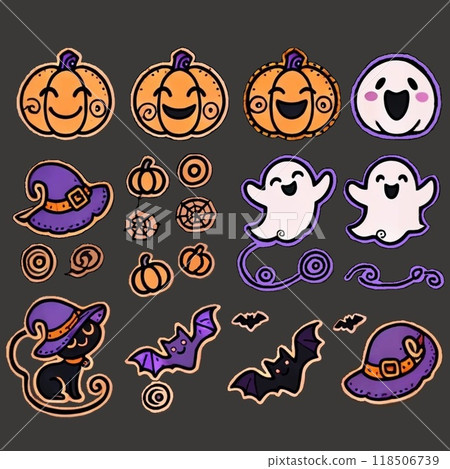 Cute Halloween icon set 118506739