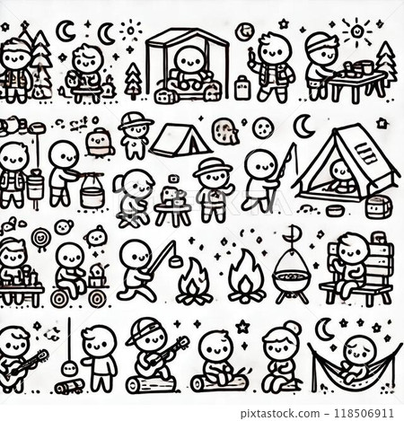 Camping people illustration set Camping people illustration set 118506911