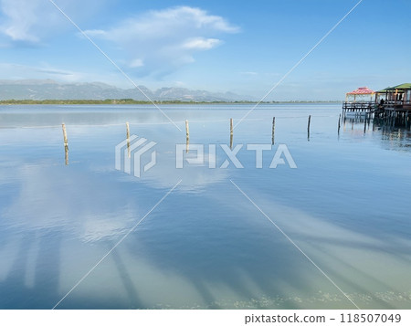 Tranquil landscape of lake water.Nature background. copy space Tranquil landscape of lake water.Nature background. copy space 118507049