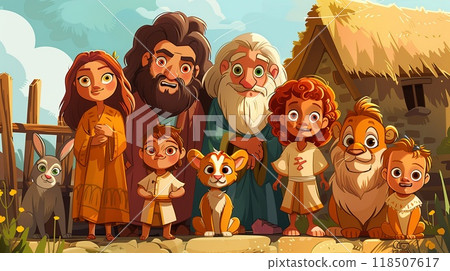 Cartoon heroes of biblical stories. Cartoon heroes of biblical stories. 118507617