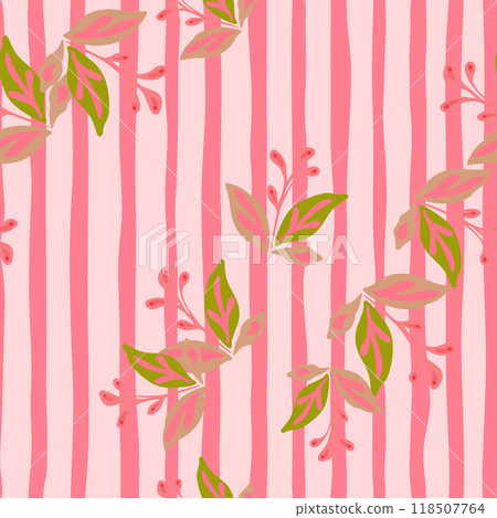 Elegant seamless pattern featuring hand-drawn leaves and florals. 118507764