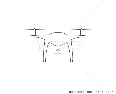 Drone, quadcopter outline icon. Vector illustration. 118507787