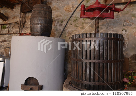 Antique thermostat for wine making in Portugal wineries. Concept of eco-friendly production 118507995