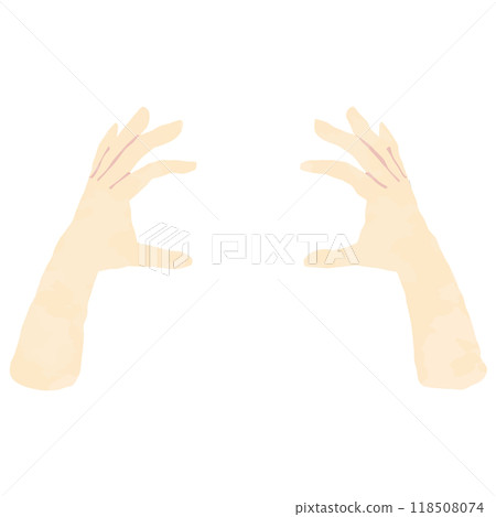 雙手拿著智慧型手機等的手勢部件 水彩風格 118508074