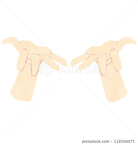 雙手展開、手掌朝上的手勢部分，水彩風格 118508075