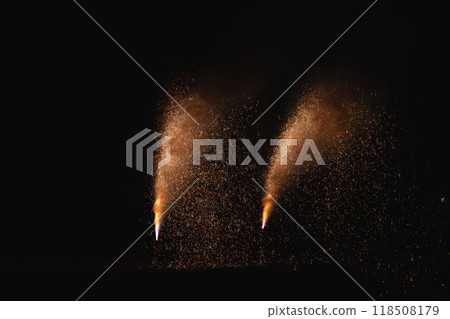 Akihayama Hongu Akiha Shrine - Orange-colored parabolic fireworks at the dedication fireworks festival (Shizuoka Prefecture) 118508179