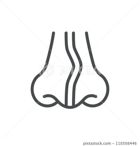 Deviated Nasal Septum Icon. Thin Line Illustration of Nose with Wavy Septum Representing Nasal Deviation. Medical Vector Sign for Breathing Issues and Nasal Structure Problems. Deviated Nasal Septum Icon. Thin Line Illustration of Nose with Wavy Septum Representing Nasal Deviation. Medical Vector Sign for Breathing Issues and Nasal Structure Problems. 118508446