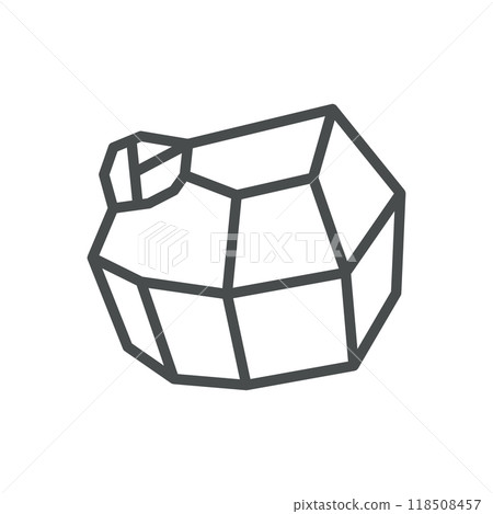 Metal Ore Icon. Thin Line Illustration of Metal Ore or Mineral Stone Representing Mining, Raw Materials, and Industry. Perfect for Industrial and Resource-Related Designs. 118508457