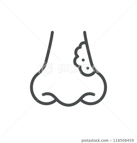 Nasal Cancer Icon. Thin Line Illustration of Nose with Tumor Symbol Representing Cancer. Medical Vector Sign for Nasal Tumor and Oncology. 118508459