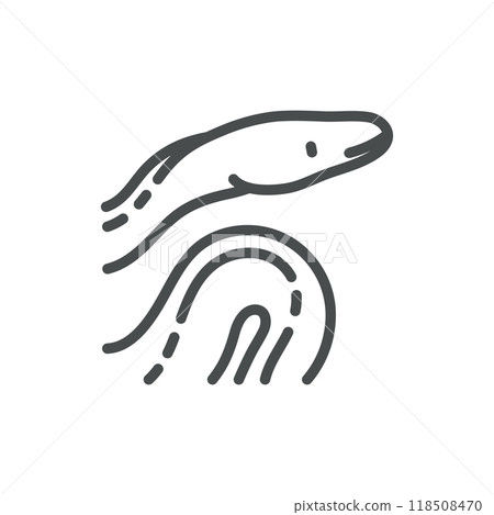 Snake Icon. Thin Line Illustration of a Snake or Eel Representing Wildlife Reptile Animal, Danger, and Reptiles. Perfect for Zoo, Chinese New Year and Nature Designs. 118508470