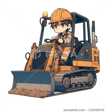 Worker riding a bulldozer 118508545