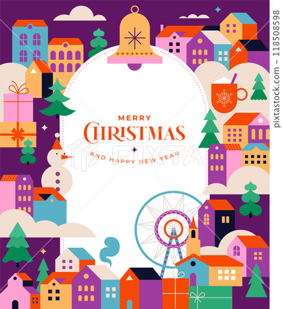 Merry Christmas and Happy New Year. Concept Christmas background with colorful geometrical style 118508598